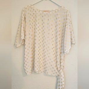 Top - Michael  by Michael Kors, Large, white with gold leaves